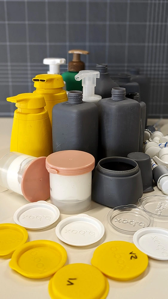 Progression of prototypes showcasing the evolution of the design
