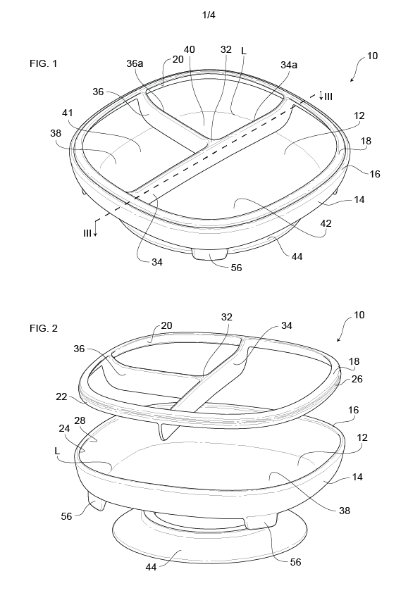 Utility patent drawings showcasing the modularity of the 2-in-1 Suction Plate