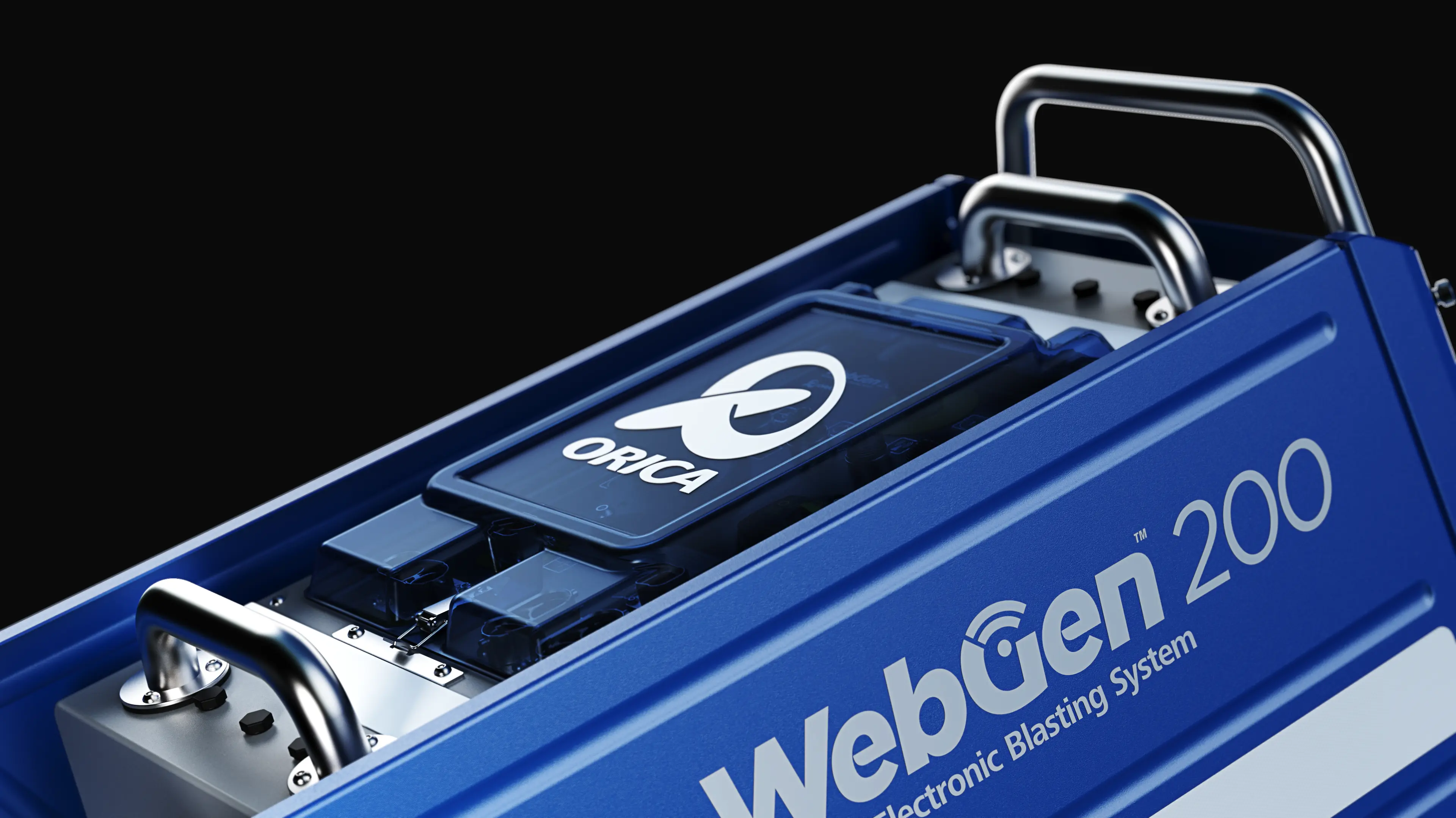 Closeup of the unit with the protective cover and weather shield