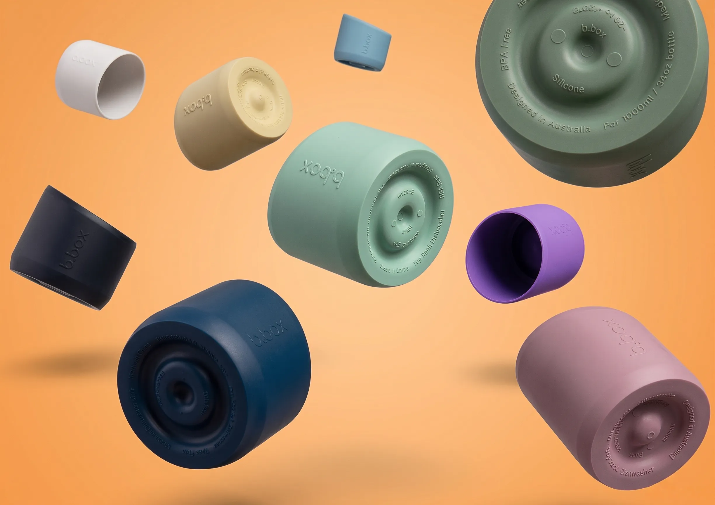 Dynamic render of bumper sleeves across the colour range, showing the rippled base geometry