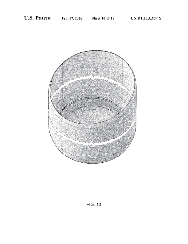 design registration drawings showing the overall form of the sleeve on its own